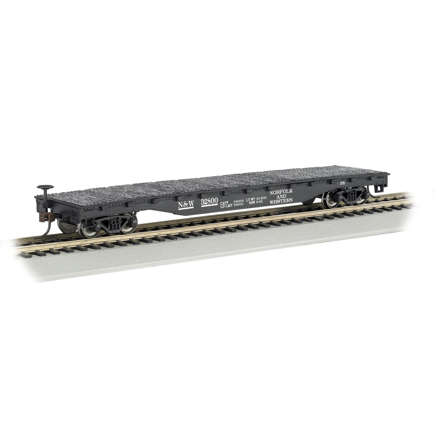 Bachmann Industries HO 52' Flat, N&W 3 Bachmann Industries HO 52' Flat, N&W