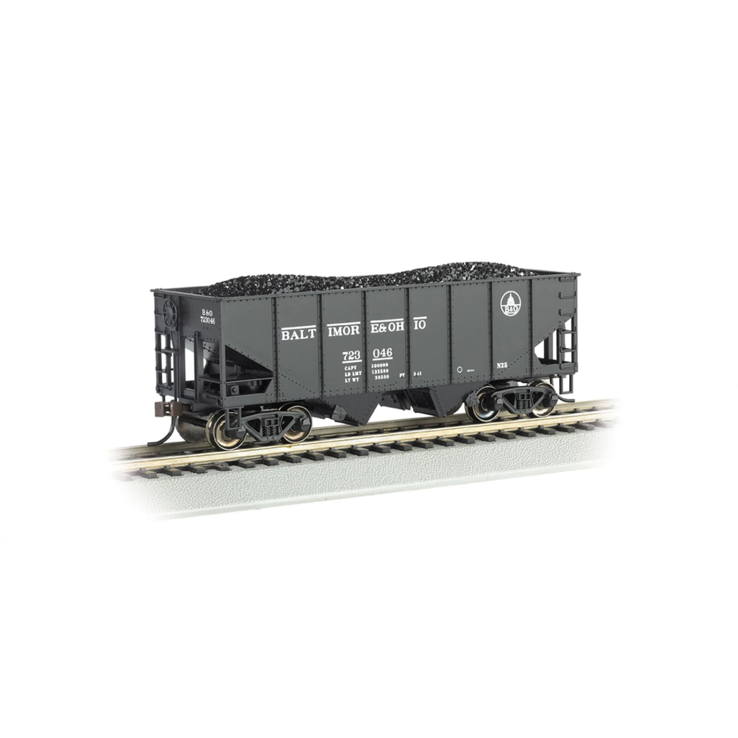Bachmann Industries HO 55-Ton 2-Bay Hopper with Coal Load, B&O #723 046 3 Bachmann Industries HO 55-Ton 2-Bay Hopper with Coal Load, B&O #723 046